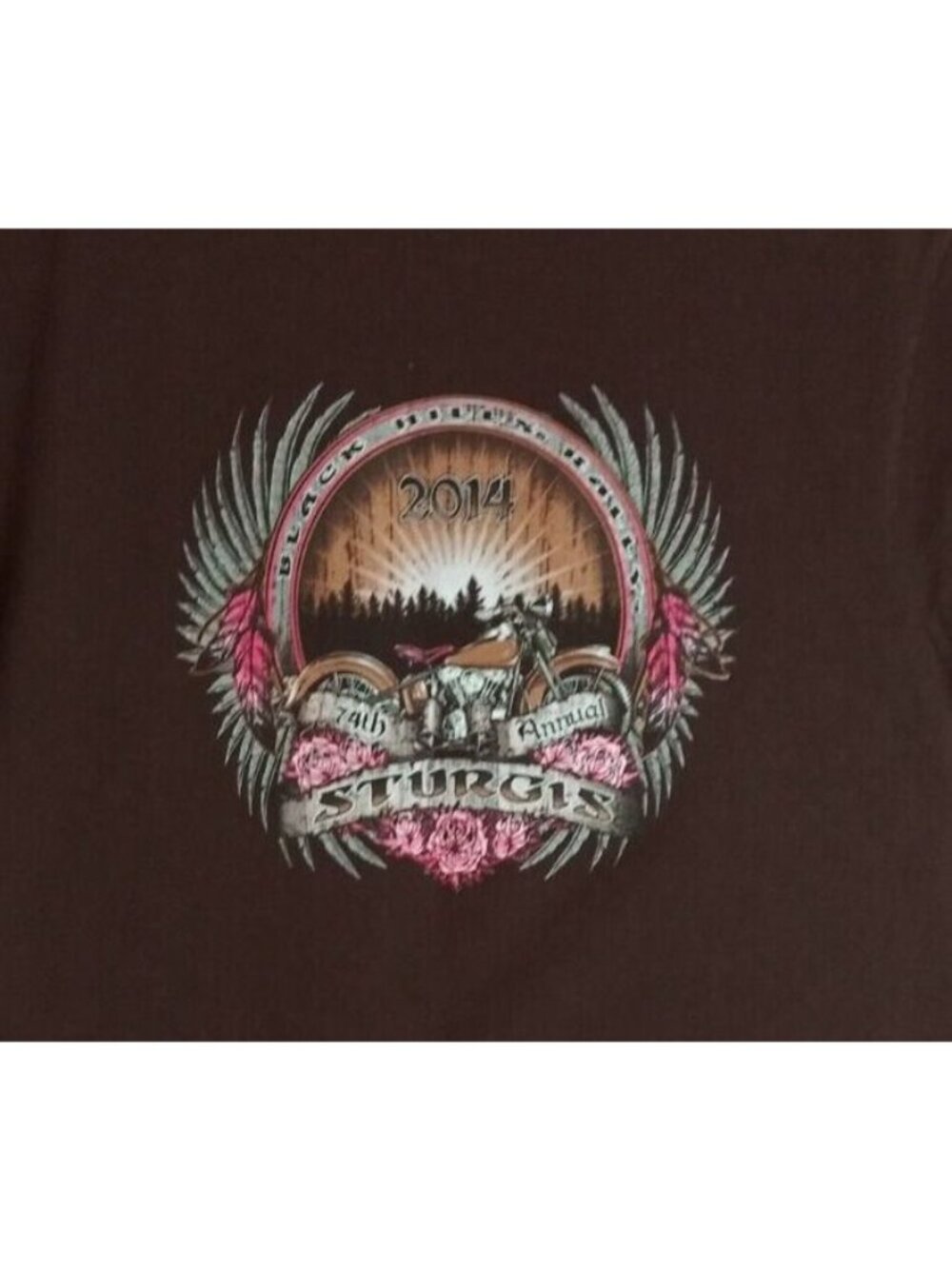 Gildan 2014 Sturgis Black Hills Rally Women's Brown T-Shirt Size Large - Picture 4 of 6